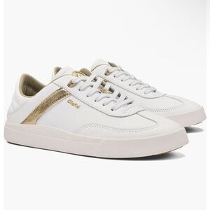 OluKai Haupa White Sneakers with Gold Details - Size 8.5